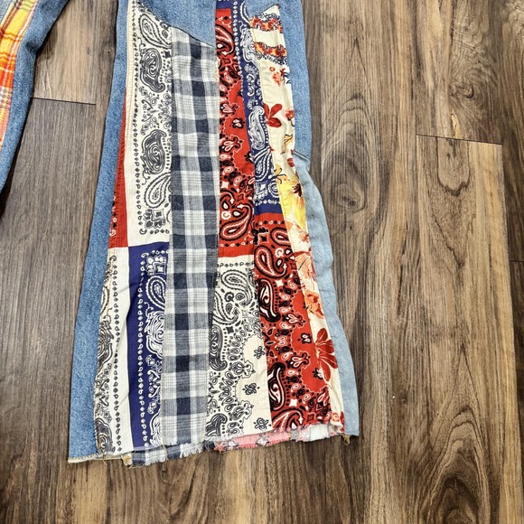 Free People We The Free Cortez Pieced Jeans Women's 25 Multi Patchwork Flare - Picture 4 of 16